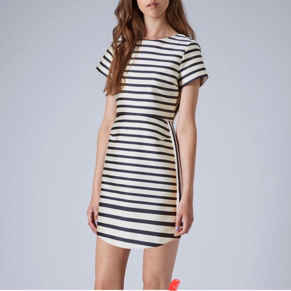 TOPSHOP Striped Satin Mini Dress - Size 2